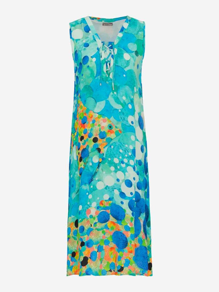 Dolcezza Simply Art “Big Angel Fish Mosaic” Midi Dress (24623)-Dresses-Dolcezza-Deja Nu Boutique, Women's Fashion Boutique in Lampasas, Texas