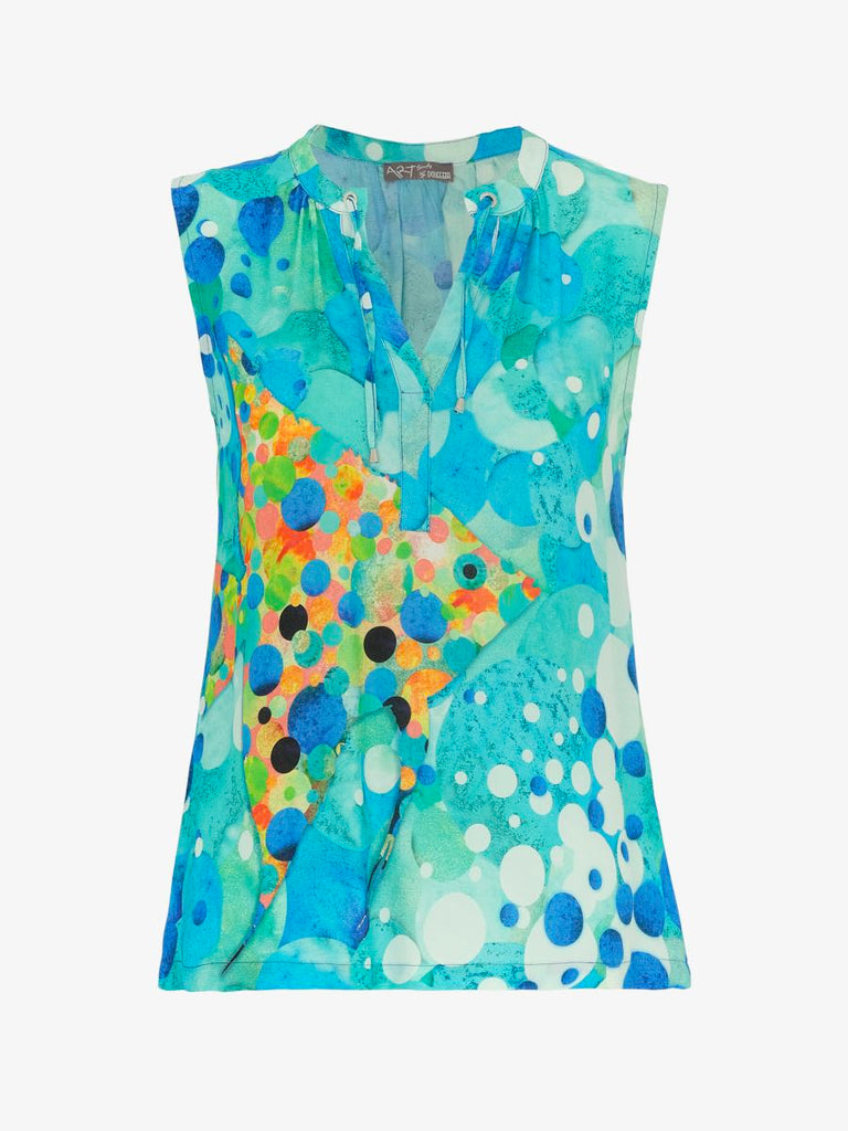 Dolcezza Simply Art “Big Angel Fish Mosaic” Top (24620)-shirts-Dolcezza-Deja Nu Boutique, Women's Fashion Boutique in Lampasas, Texas