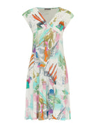 Dolcezza Simply Art 'Happy With Spring' Print Dress With Surplice Neckline - Style 24603-Dresses-Dolcezza-Deja Nu Boutique, Women's Fashion Boutique in Lampasas, Texas