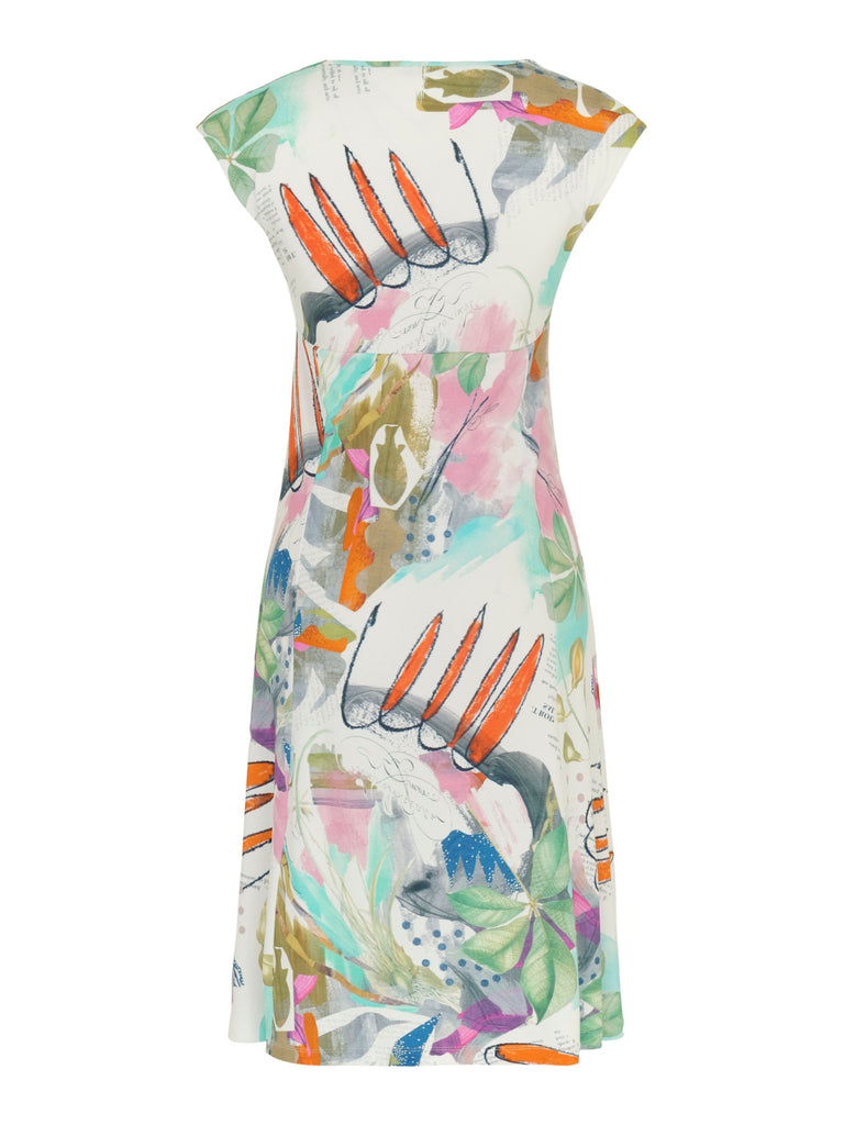 Dolcezza Simply Art 'Happy With Spring' Print Dress With Surplice Neckline - Style 24603-Dresses-Dolcezza-Deja Nu Boutique, Women's Fashion Boutique in Lampasas, Texas