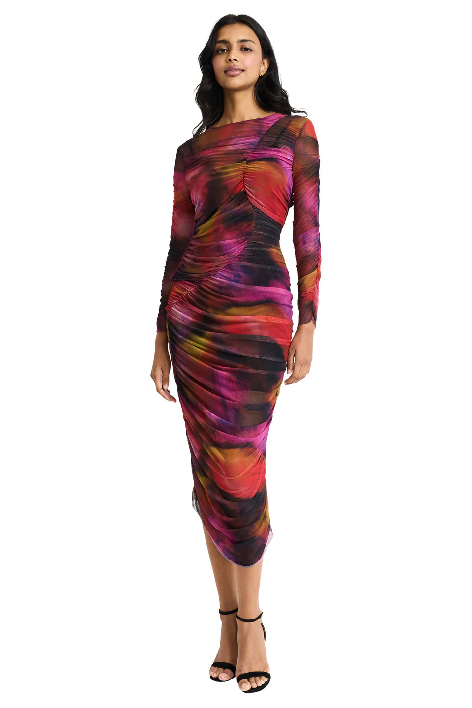 Donna Morgan For Maggy London Hilda Printed Mesh Midi Dress-Midi Dresses-Donna Morgan-Deja Nu Boutique, Women's Fashion Boutique in Lampasas, Texas