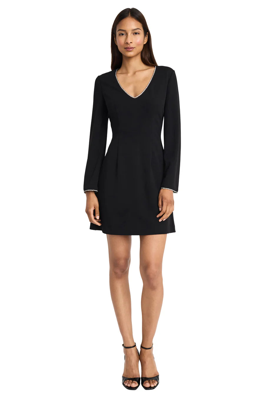 Donna Morgan For Maggy London Julia Rhinestone Black Mini Dress-Dresses-Donna Morgan-Deja Nu Boutique, Women's Fashion Boutique in Lampasas, Texas