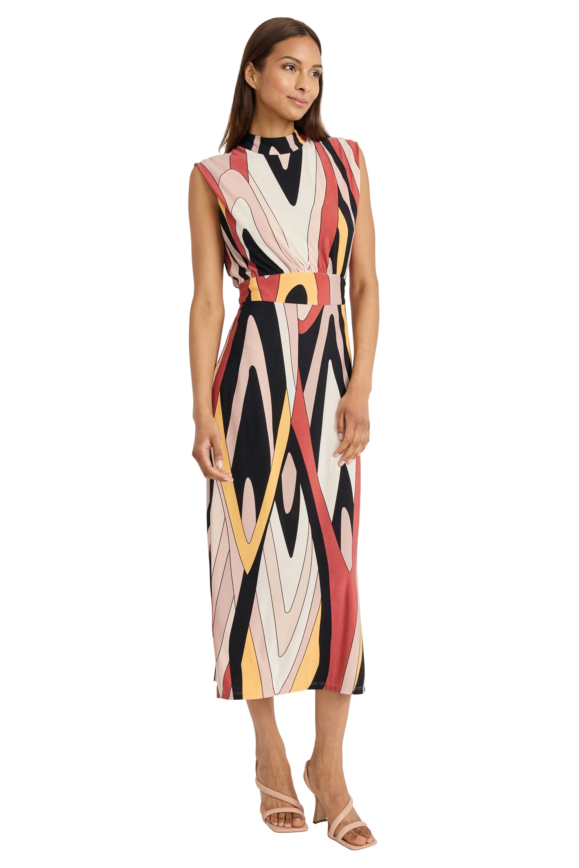 Donna Morgan For Maggy London Printed Matte Jersey Mock Neck Sleeveless Maxi Dress-Dresses-Donna Morgan-Deja Nu Boutique, Women's Fashion Boutique in Lampasas, Texas