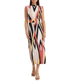 Donna Morgan For Maggy London Printed Matte Jersey Mock Neck Sleeveless Maxi Dress-Dresses-Donna Morgan-Deja Nu Boutique, Women's Fashion Boutique in Lampasas, Texas