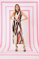 Donna Morgan For Maggy London Printed Matte Jersey Mock Neck Sleeveless Maxi Dress-Dresses-Donna Morgan-Deja Nu Boutique, Women's Fashion Boutique in Lampasas, Texas