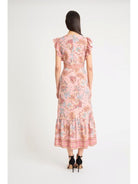 Donna Morgan V-Neck Flutter Sleeve Midi Dress in Blush Pink Mauve-Midi Dresses-Donna Morgan-Deja Nu Boutique, Women's Fashion Boutique in Lampasas, Texas