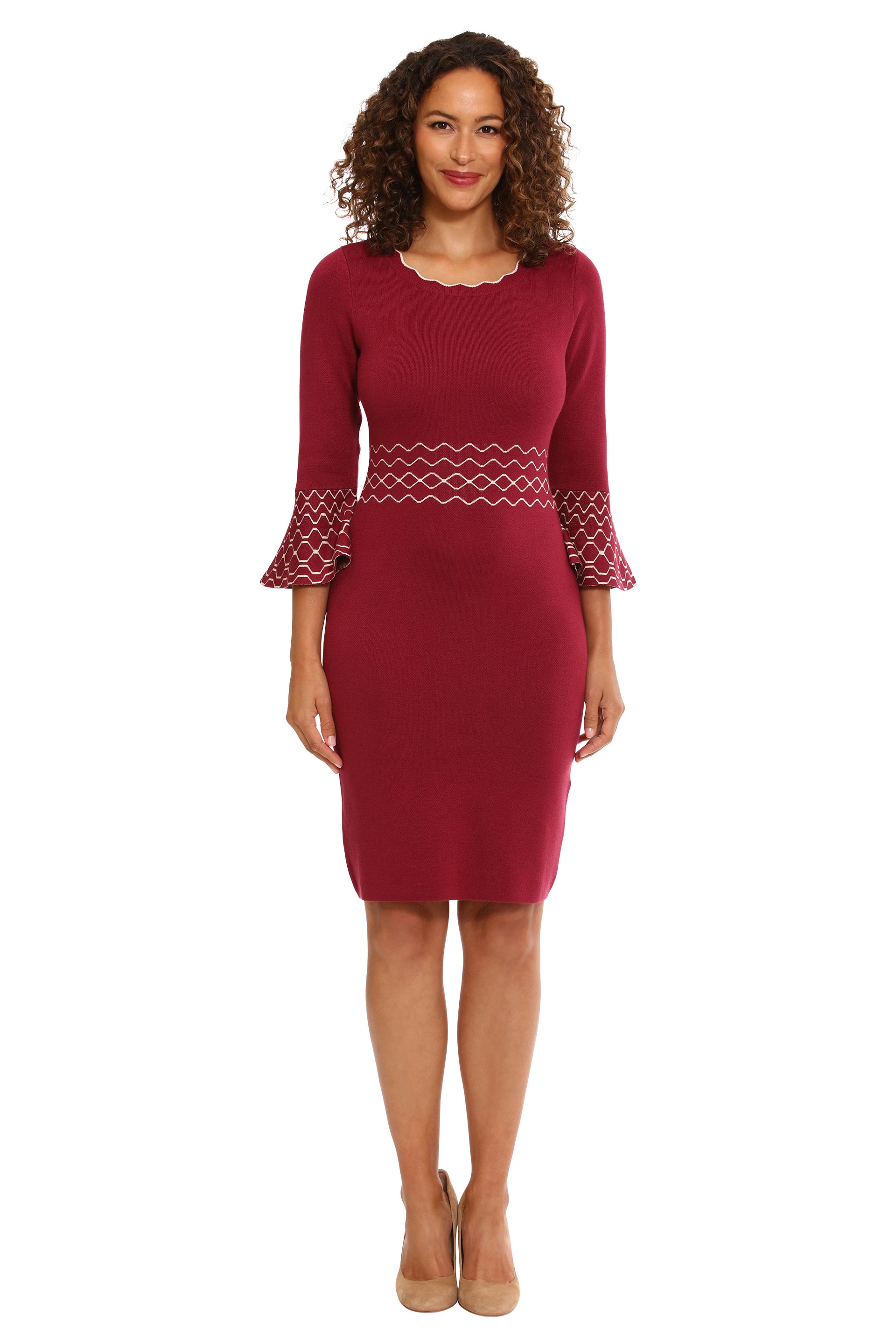 Donna Morgan for Maggy London Fig Sweater Dress with Bell Sleeve - Small Donna Morgan for Maggy London Fig Sweater Dress with Bell Sleeve - Small