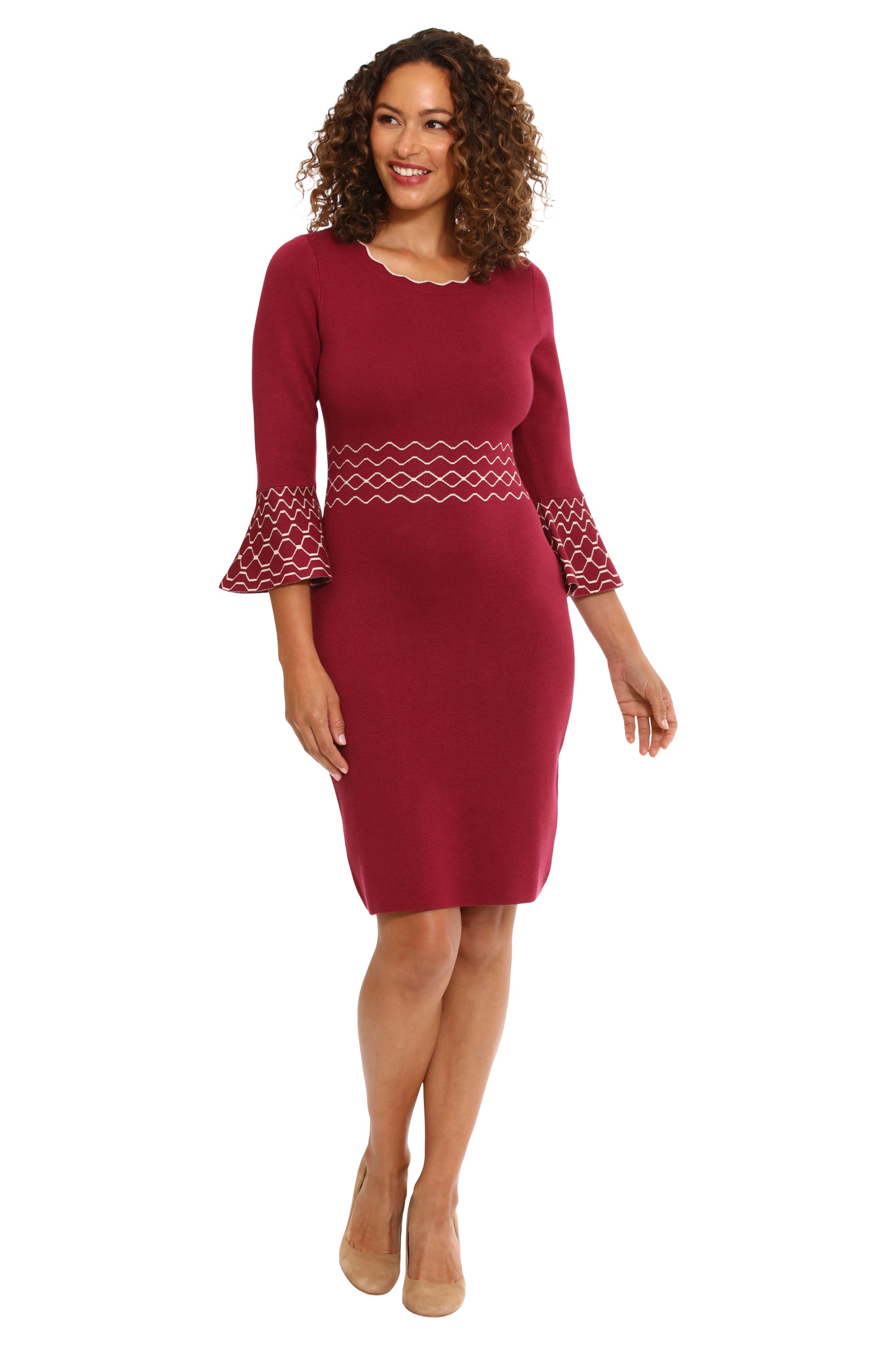 Donna Morgan for Maggy London Fig Sweater Dress with Bell Sleeve-Dresses-Donna Morgan-Deja Nu Boutique, Women's Fashion Boutique in Lampasas, Texas