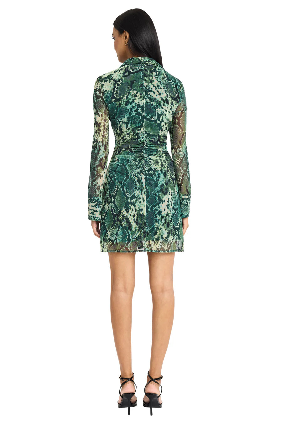 Donna Morgan Isabell Absinthe Green Mini Placket Dress with Front Gathering-Dresses-Donna Morgan-Deja Nu Boutique, Women's Fashion Boutique in Lampasas, Texas