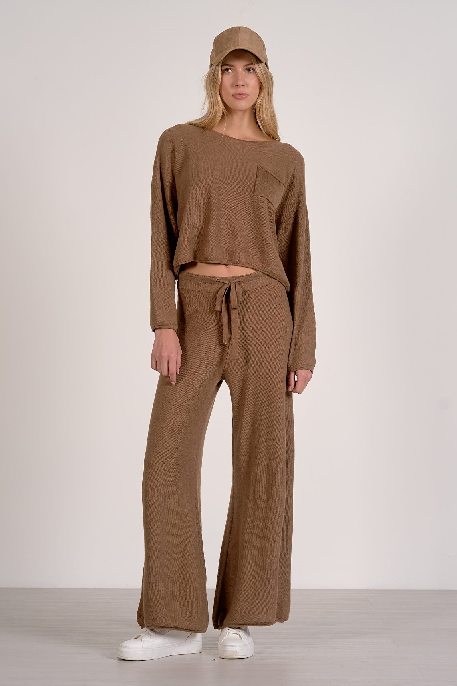 ELAN Caramel Drawstring Wide Leg Pants-Pants-Elan-Deja Nu Boutique, Women's Fashion Boutique in Lampasas, Texas