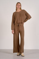 ELAN Caramel Pocket Front Sweater-Tops-Elan-Deja Nu Boutique, Women's Fashion Boutique in Lampasas, Texas