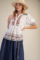 Easel Sage Pink Floral Printed Puff Sleeve Top-Tops-Easel-Deja Nu Boutique, Women's Fashion Boutique in Lampasas, Texas
