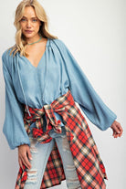 Easel Washed Chambray Flare Tunic-Tops-Easel-Deja Nu Boutique, Women's Fashion Boutique in Lampasas, Texas