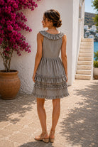 Easel Black Stripe Washed Linen Ruffled Dress-mini dress-Easel-Deja Nu Boutique, Women's Fashion Boutique in Lampasas, Texas