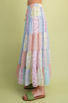 Easel Patchwork Multi Floral Printed Chiffon Tiered Maxi Skirt-Skirts-Easel-Deja Nu Boutique, Women's Fashion Boutique in Lampasas, Texas
