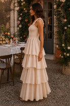 Easel Sage Label Natural Floral Strap Tiered Gauze Maxi Dress-Maxi Dresses-Easel-Deja Nu Boutique, Women's Fashion Boutique in Lampasas, Texas