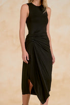 Elan Black Maxi Drape Dress-Midi Dresses-elan-Deja Nu Boutique, Women's Fashion Boutique in Lampasas, Texas