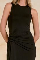 Elan Black Maxi Drape Dress-Midi Dresses-elan-Deja Nu Boutique, Women's Fashion Boutique in Lampasas, Texas