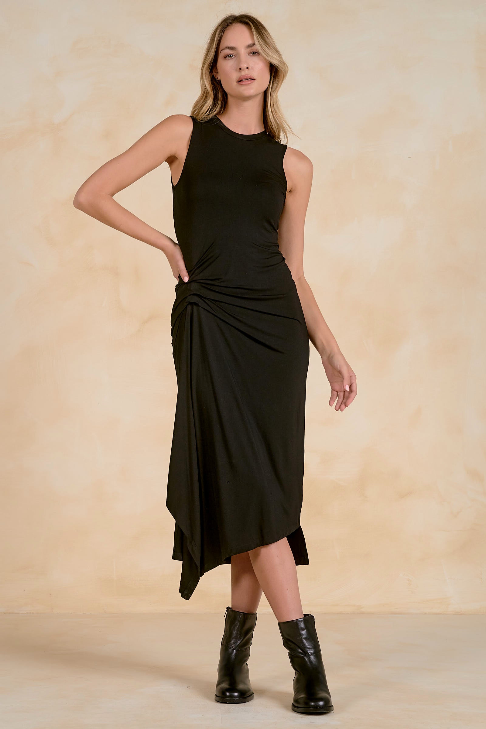 Elan Black Maxi Drape Dress-Midi Dresses-elan-Deja Nu Boutique, Women's Fashion Boutique in Lampasas, Texas