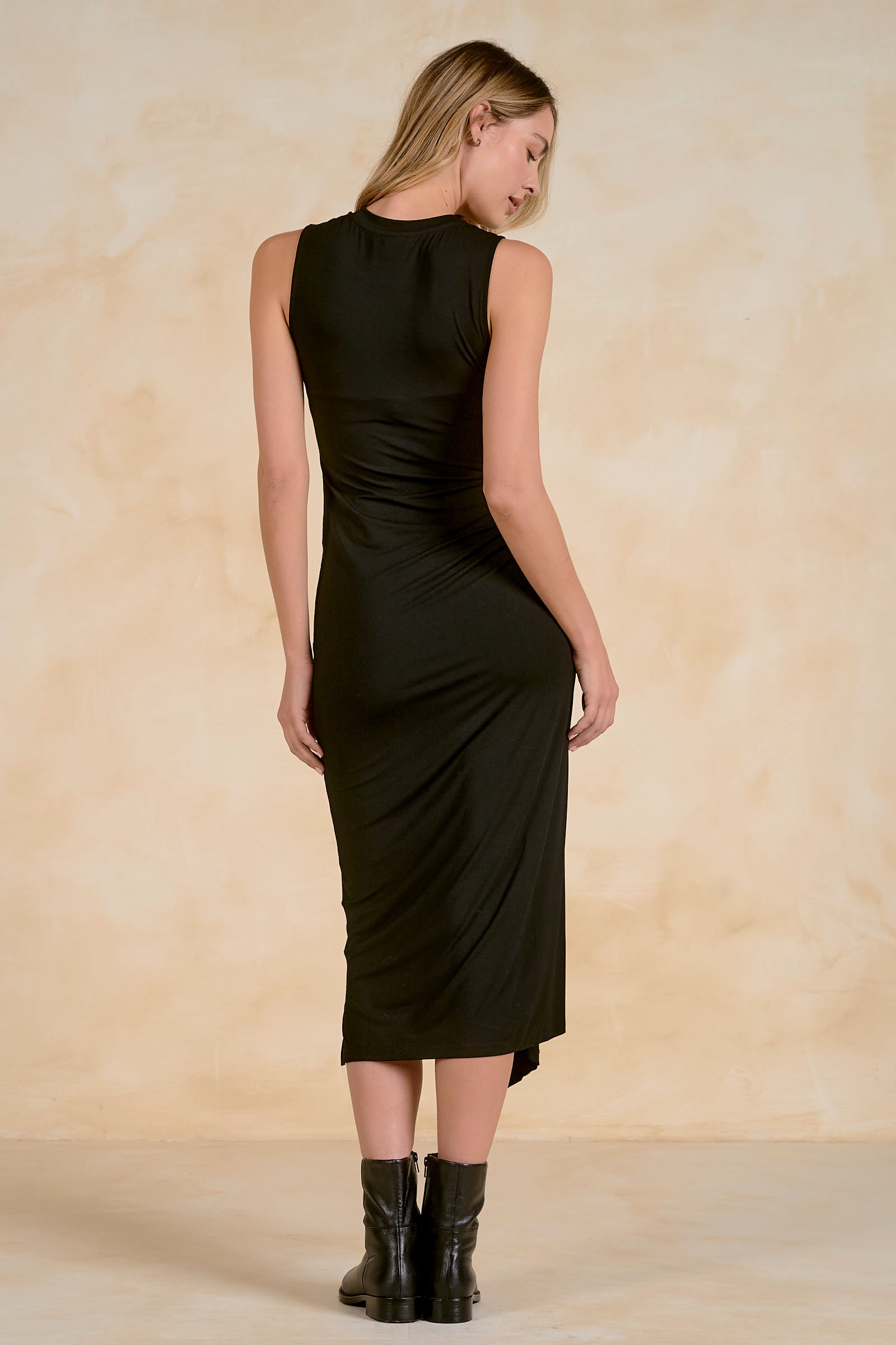 Elan Black Maxi Drape Dress-Midi Dresses-elan-Deja Nu Boutique, Women's Fashion Boutique in Lampasas, Texas