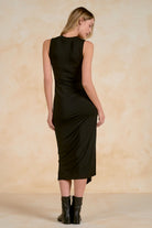 Elan Black Maxi Drape Dress-Midi Dresses-elan-Deja Nu Boutique, Women's Fashion Boutique in Lampasas, Texas