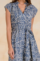 Elan Navy Nomadia Maxi V-Neck Cap Sleeve Dress-Maxi Dresses-elan-Deja Nu Boutique, Women's Fashion Boutique in Lampasas, Texas