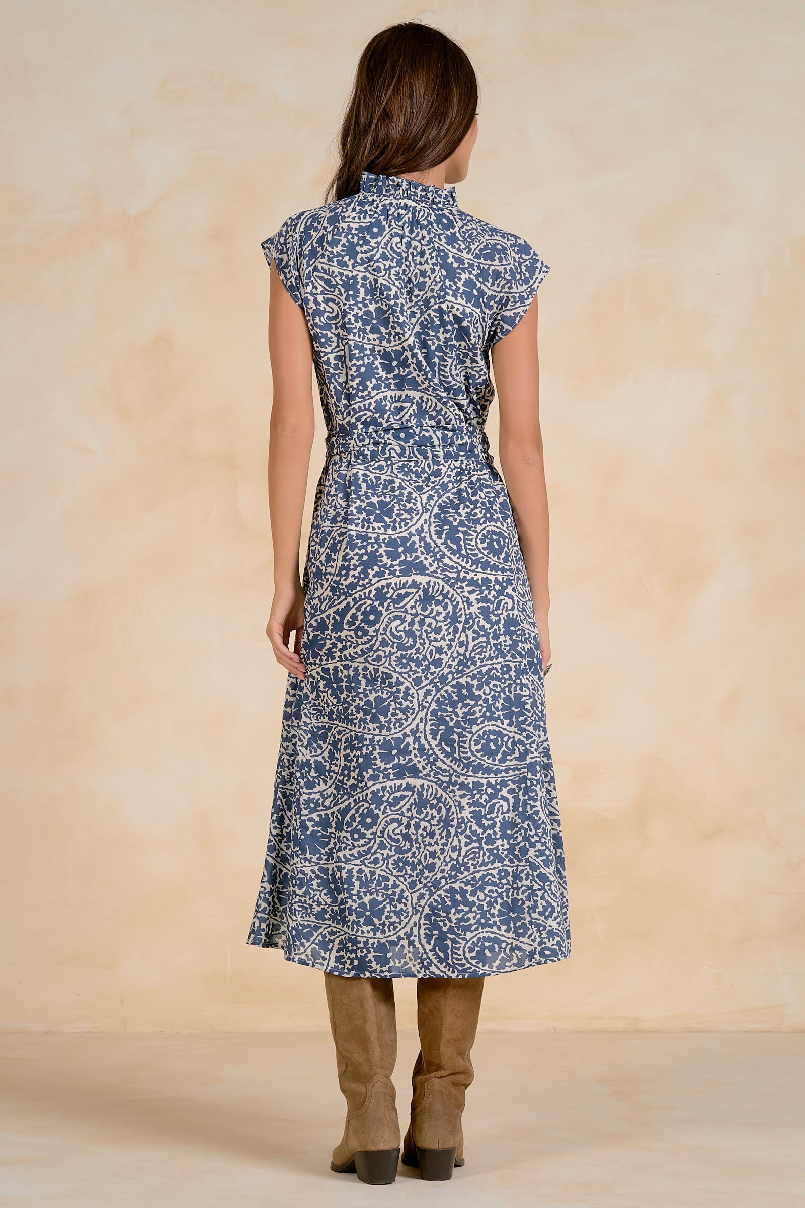 Elan Navy Nomadia Maxi V-Neck Cap Sleeve Dress-Maxi Dresses-elan-Deja Nu Boutique, Women's Fashion Boutique in Lampasas, Texas