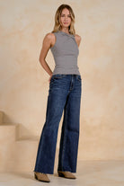 Elan Twist Front Sleeveless Top in Grey-Camis/Tanks-elan-Deja Nu Boutique, Women's Fashion Boutique in Lampasas, Texas