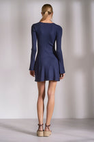 Elan Long Sleeve Crewneck Dress in Navy-Dresses-Elan-Deja Nu Boutique, Women's Fashion Boutique in Lampasas, Texas