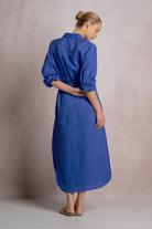 Elan Sapphire Blue Maxi Shirt Dress-Dresses-Elan-Deja Nu Boutique, Women's Fashion Boutique in Lampasas, Texas