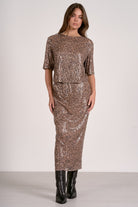 Elan Sequin Cheetah Print Top A Holiday Glam Statement-Tops-Elan-Deja Nu Boutique, Women's Fashion Boutique in Lampasas, Texas