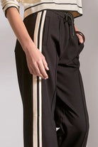 Elan Black Natural Track Pants-Pants-Elan-Deja Nu Boutique, Women's Fashion Boutique in Lampasas, Texas