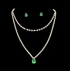 Emerald Green Crystal Necklace & Earring Set-Necklace Set-Deja Nu Tx-Deja Nu Boutique, Women's Fashion Boutique in Lampasas, Texas