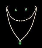 Emerald Green Crystal Necklace & Earring Set-Necklace Set-Deja Nu Tx-Deja Nu Boutique, Women's Fashion Boutique in Lampasas, Texas