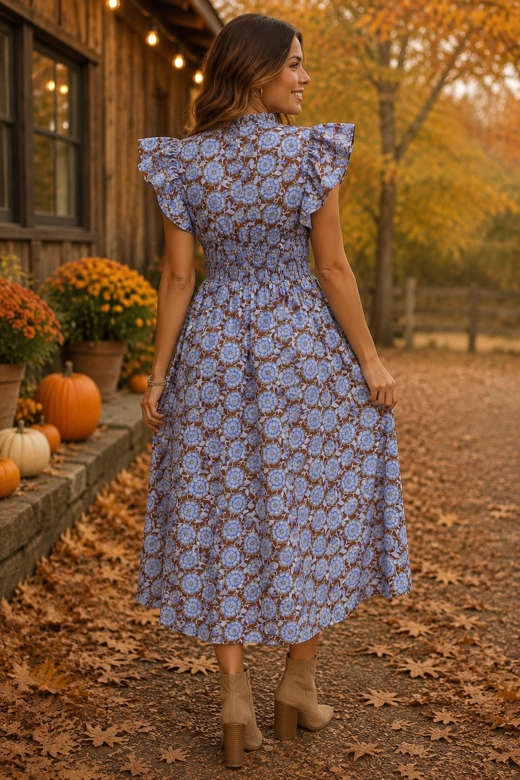 Entro Bluebell Bloom Floral Midi Dress-Midi Dresses-Entro-Deja Nu Boutique, Women's Fashion Boutique in Lampasas, Texas