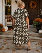 Entro Olive Abstract Print Midi Shirt Dress-Curvy/Plus Dresses-entro-Deja Nu Boutique, Women's Fashion Boutique in Lampasas, Texas