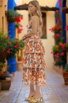 Entro Amber Floral Tiered Midi Dress with Bow-Tie Halter Neck-Midi Dresses-Entro-Deja Nu Boutique, Women's Fashion Boutique in Lampasas, Texas