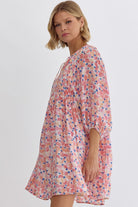 Entro Blush Petal Print Mini Dress-Dresses-Entro-Deja Nu Boutique, Women's Fashion Boutique in Lampasas, Texas