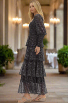 Entro Tiered Floral Puff Sleeve Maxi Dress In Black-Dresses-Entro-Deja Nu Boutique, Women's Fashion Boutique in Lampasas, Texas