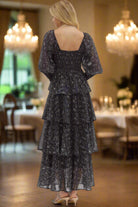 Entro Tiered Floral Puff Sleeve Maxi Dress In Black-Dresses-Entro-Deja Nu Boutique, Women's Fashion Boutique in Lampasas, Texas