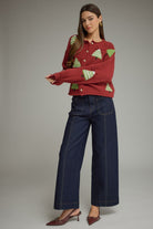 Entro Red Christmas Tree Cardigan-Cardigans & Kimonos-Entro-Deja Nu Boutique, Women's Fashion Boutique in Lampasas, Texas