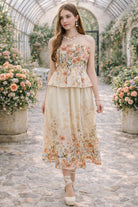 Entro Rose Multi Floral Strapless Midi Dress-Midi Dresses-Entro-Deja Nu Boutique, Women's Fashion Boutique in Lampasas, Texas