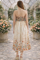 Entro Rose Multi Floral Strapless Midi Dress-Midi Dresses-Entro-Deja Nu Boutique, Women's Fashion Boutique in Lampasas, Texas