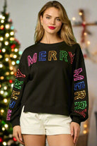 Fantastic Fawn Merry Sequin Black Sweater A Loose Fit Holiday Pullover-Sweaters-Fantastic Fawn-Deja Nu Boutique, Women's Fashion Boutique in Lampasas, Texas