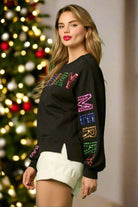 Fantastic Fawn Merry Sequin Black Sweater A Loose Fit Holiday Pullover-Sweaters-Fantastic Fawn-Deja Nu Boutique, Women's Fashion Boutique in Lampasas, Texas