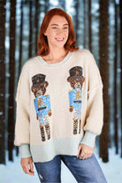 Fantastic Fawn Sequin Bear Nutcracker Sweater in Blue Ivory-Sweaters-Fantastic Fawn-Deja Nu Boutique, Women's Fashion Boutique in Lampasas, Texas