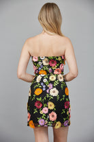 Fate All Over 3D Flower Appliqué Strapless Dress in Black Multi-Dresses-Fate-Deja Nu Boutique, Women's Fashion Boutique in Lampasas, Texas