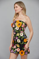 Fate All Over 3D Flower Appliqué Strapless Dress in Black Multi-Dresses-Fate-Deja Nu Boutique, Women's Fashion Boutique in Lampasas, Texas