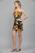 Fate All Over 3D Flower Appliqué Strapless Dress in Black Multi-Dresses-Fate-Deja Nu Boutique, Women's Fashion Boutique in Lampasas, Texas