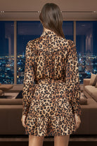 Fate Animal Print Satin Tie Waist Shirt Dress-Dresses-Fate-Deja Nu Boutique, Women's Fashion Boutique in Lampasas, Texas